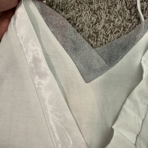Vintage Y2K White Silver Metallic Cami Indie Glam Top Goth Fairy Sleaze S - Picture 6 of 7